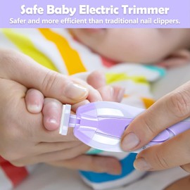 Baby Nail Trimmer Electric,Baby Nail Clippers, 6 in 1 Baby Nail File,Nail File Baby Grooming Kit Manicure Set for Toddler or Adults (Purple)