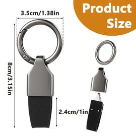 Pack of 2 Key Fob Car Leather Key Fob Clip Key Ring Leather Universal Lanyard Short Key Ring Holder Key Chain with Rings Key Accessories for Men Women, black