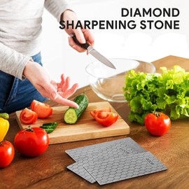 Micvtve 4 Pcs Diamond Sharpening Plate Set, Diamond Sharpening Stone with Honeycomb, 400/600/1000/1200 Grit