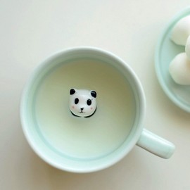 Itian 3D Animal Coffee Cup with Panda Inside Novel Cute Cartoon Ceramics Tea Milk Cup Gift for Birthday (230ml)