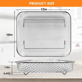 Air Fryer Basket Replacement for Nuwave Bravo XL Air Fryer Toaster Convection Oven, 12 * 10'' Non-stick Mesh Air Fryer Stainless Steel Basket Wire Rack Accessories Parts, Dishwasher Safe