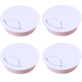 ZESLIV 4 pieces cable guide made of ABS for desk, cable passage for table, table feed-through, round, white, 50 mm
