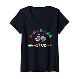 Womens 3rd Grade Stud Cool Sunglasses Back To School for boy girls V-Neck T-Shirt