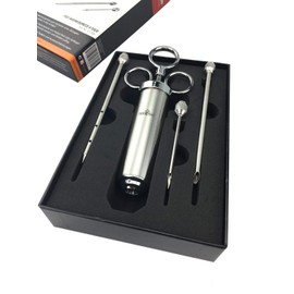 Grillfürst Professional Marinating Syringe Made of Stainless Steel – 60 ml – Set of 3 Needles – Marinade Syringe – BBQ Roasting Syringe – Meat Syringe