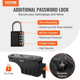 VEVOR Truck Bed Storage Box, Lockable Lid, Waterproof ABS Wheel Well Tool Box 6.6 Gal/20 L with Password Padlock, Compatible with Super Duty 2017-2021, Passenger Side, Black