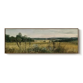 Extra Large Framed Landscape Rustic Wall Art for Living Room, Vintage Scenery Canvas Artwork Prints, Countryside Vast Field Grassland Picture Farmhouse Country Painting for Bedroom Decor 16x48 Inch