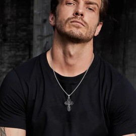 DAYLINLOVE Cross Necklace 925 Sterling Silver Cross Chain Cross Jewellery Gift for Women Girls Men, No Gemstone