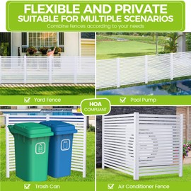 Air Conditioner Fence Trash Can Fence 36" W X 45" H Pool Equipment Enclosure Vinyl Privacy Fence Outdoor No Dig Privacy Fence 2 Panels with Metal Stake, White
