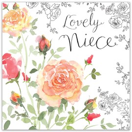 Twizler Happy Birthday Card for Niece with Silver Foiling & Unique Watercolour Effect - Floral Card - Birthday Card for Her - Niece Birthday Card - Female Birthday Card - Womens Birthday Card