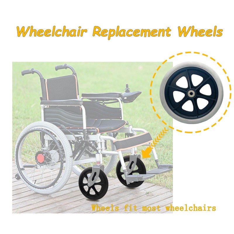 A pair of 8-Inch Solid Replacement Wheels Anti-Slip Front Wheels