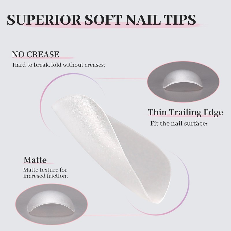 Aieenjor Nail Tips, Pack of 480 Short Coffin, Full Cover