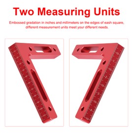 Mocoum Aluminium Alloy 90 Degree Positioning Squares 4.7" x 4.7"(12x12cm) Right Angle Clamps Woodworking Carpenter Tool Corner Clamping Square for Picture Frame Box Cabinets Drawers (Red, 4pcs)