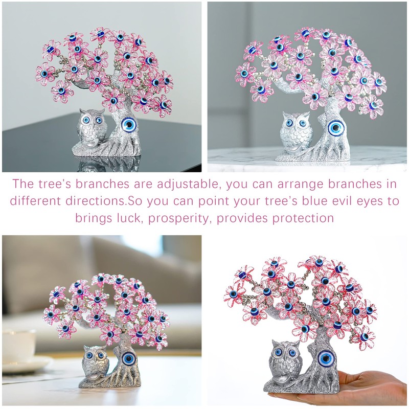 7.4'' Turkish Blue Evil Eye Tree Feng Shui Owl Decorative