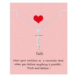 Your Always Charm Faith Cross Necklace Hope Jesus Love Pendant Necklace Religious Jewelry for Women Girls (C:trust)