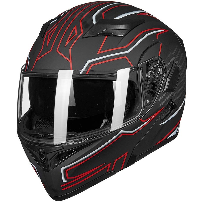 ILM Motorcycle Dual Visor Flip up Modular Full Face Helmet