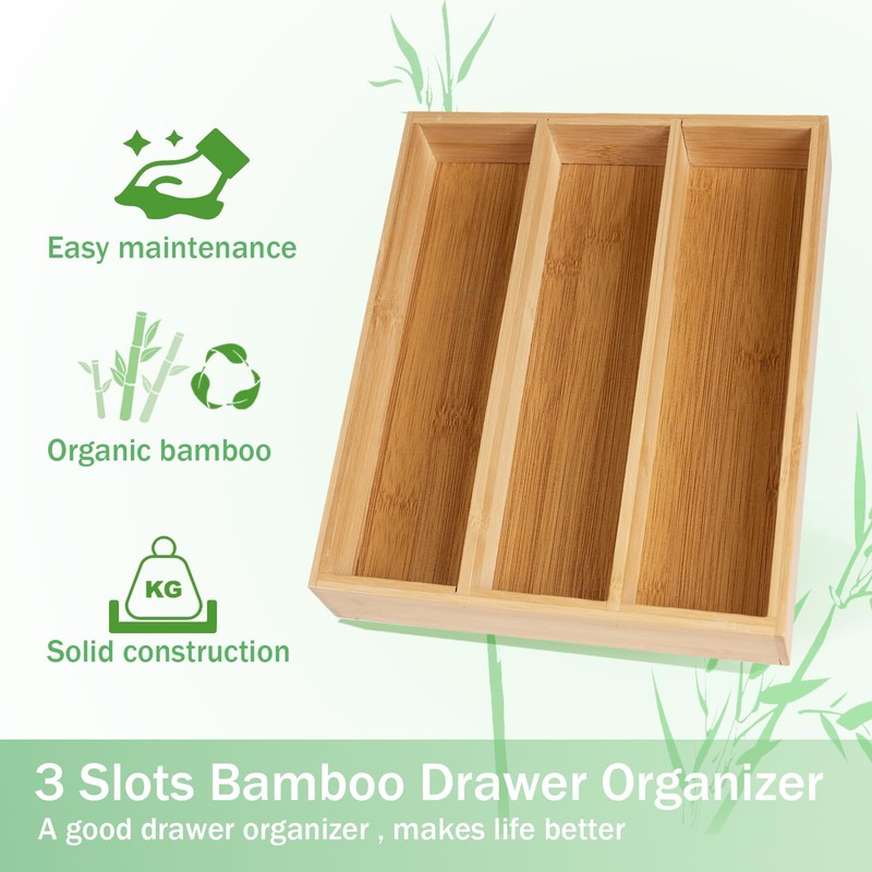 Fibogollo Silverware Organizer Bamboo Kitchen Drawer Organizer Kitchen Utensil Organizers,