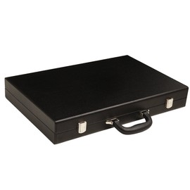 Silverman & Co. 19-inch Premium Backgammon Set - Large Size - Black with White and Astral Blue Points