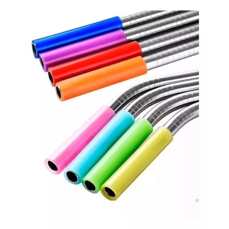 Universo en Linea Kit 8 Popotes Metálicos 4cepillos 1 Bolsa