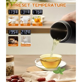 Portable Kettle Small Travel Electric Kettle, Mini Tea Kettle Coffee, Water Heater with 5 Temperature Control, 304 Stainless Steel with Auto Shut-Off & Boil Dry Protection (Black)