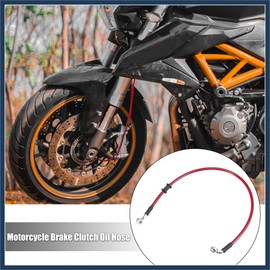 INFINAUTO Universal 60cm 23.62" Motorcycle Brake Clutch Oil Hose Line Pipe Hydraulic Reinforced Stainless Steel Braided Red Stylish Design