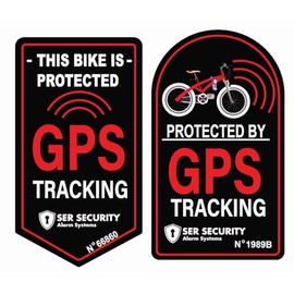 GPS Tracking Warning Sticker, 3 x 3.5 in, Black/Red Security Decal for Car Bike Motorcycle, 2 Pack