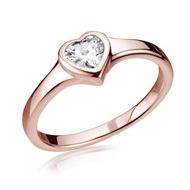 MATERIA by Matthias Wagner Heart Ring 925 Silver with White Zirconia for Women and Girls, Sterling Silver
