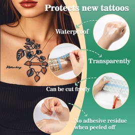 Waterproof Tattoo Bandages for Swimming - MAQIHAN Second Skin Tattoo Cover,Tattoo Aftercare Bandage,Tattoo Bandages Waterproof,Tattoo Supplies Second Skin Tattoo Bandage for Shower,Skin Protection