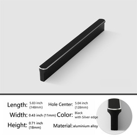 Shozafia 5 Pack Black Cabinet Pulls - Kitchen Hardware Handles for Dresser Drawers -T Shape Cabinet Hardware (5.82 inch,Black)