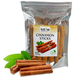 Fusion Select 16 Oz Cinnamon Sticks - Whole Canela Bark Pieces for Asian, Indian, & Middle Eastern Cuisine - Herbs & Spices for Baking & Cooking - Packed in a Clear Resealable Pouch
