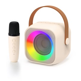 Kids Karaoke Machines with 2 Microphones -Potable Girls Mini Karaoke Machine Gifts for 5 6 7 8 9 10 Year Old Girl Boy birthday for girls boys (Beige-1)