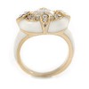 Avalaya Stunning Clear/Milky White Crystal White Enamel Ring - size