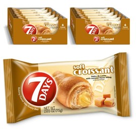 7Days Soft Croissant, Caramel - Dulce De Leche (12 Pack), Breakfast Pastry, Individually Wrapped On The Go Snack, Non-GMO (Pack of 12)