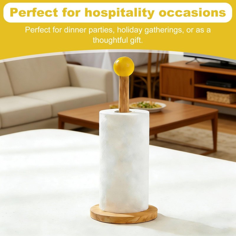 Wooden Kitchen Roll Holder, 2Pcs Wooden Paper Towel Holder, Sturdy