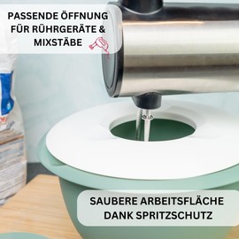 Westmark Backschüssel 3,5l - inkl. Ausgießer - zweiteiliger Deckel - BPA-freie, rutsch- & spülmaschinenfeste Rührschüssel (mint-grün/weiß)