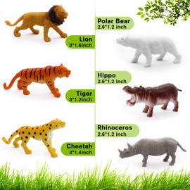 Fun Gift 12 pcs Jungle Zoo Animal Figures -Educational Learning Playset,Realistic Toy Set Include Lion, Tiger, Giraffe,Wild Plastic Animals Figures,Gifts for Kids 3+ Years Boys Girl