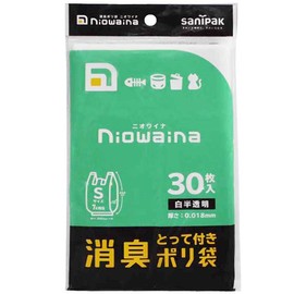 Nippon Sanipak SY17 Deodorizing Bags, Odor-Resistant Bags, Niowina with Grip, S, 8.3 x 18.1 inches (21 x 46 cm), White, Translucent, 30 Pieces, Trash Bags, Poly Bags