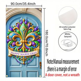 BlissYard Happy Mardi Gras Door Cover Mardi Gras Door Decorations Masquerade Party Carnival Door Banner Mardi Gras PartyBackdrop Banner for Mardi Gras Party Front Porch Decor 71x35 Inch