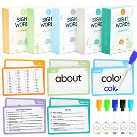 WJPC 300 Cards, 580PCS High Frequency Sight Words Flash Cards for (Pre-K Pre-Kindergarten, Kindergarten, 1st, 2nd, 3rd Grade, First Second Third Grade 3,4,5,6,7,8,9 Years Ages Kids Boys Girls