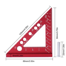 JCFANTS Small Carpenter Square, Small Square Tool with Fixed Miter Angle Pin, Mini Triangle Square, 90 Degree Small Square Ruler Mini Square Tool, Machinist Square Woodworking Measuring Tool (Red)