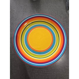Pier 1 Imports Summer Stripes 8 3/4” Salad Lunch Plate Ironstone EXCLUSIVE NEW
