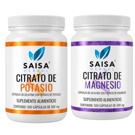 Saisa Herbal  Citrato de Magnesio  Citrato de Potasio  500 Cpsulas CU  Suplemento Alimenticio  Anticalambres, Energa, Recuperacin Muscular y Salud... 