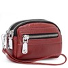 ALLITIC Women Coin Purse Genuine Leather Small Triple Zipper Coin