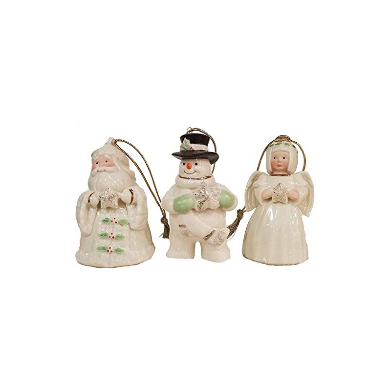 Lenox Holiday Cheer 3-Piece Set Ornaments Snowman, Santa and Angel