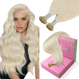 Youngsee I Tip Hair Extensions Human Hair Blonde Itip Human Hair Extensions Platinum Blonde I Tips Extension Blond I-Tip Hair Extension For Women Pre Bonded Hair-Extensions 14 Inch 50g