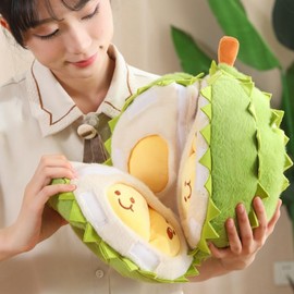 OUKEYI Creative Detachable Durian Plush Toy,11.8 in/30cm Fruit Durian Plush Toy, Decompression Durian Toy, Durian Plush Pillow,Cute Peeling Durian Plush Doll Gifts