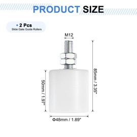 sourcing map 2Pcs Slide Gate Guide Roller, 2" Nylon Rollers Gate Support Assembly, Universal Sealed Ball Bearing Rolling Gate Guider for Sliding Door, White