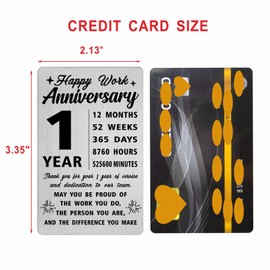 Richesele 1 Year Work Anniversary Card - Happy One Year Work Anniversary Engraved Wallet Card - 1 Years 1st Work Anniversary Decorations