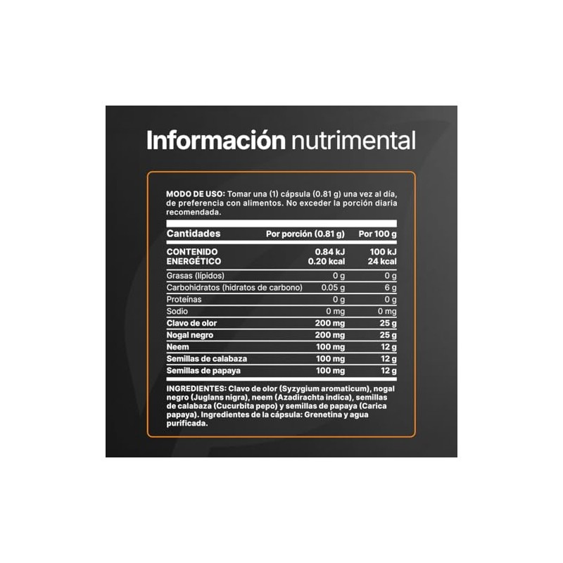 Life Parast Blend 180 Cápsulas Mezcla Nogal Negro Papaya 810mg