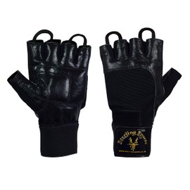 Weight lifting Gloves Gym Training Straps Bodybuilding Fitness Workout Black Men Cycling Exercise (Large)