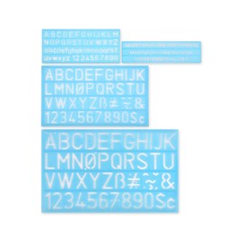 DS. DISTINCTIVE STYLE Alphabet Stencils Set of 4 Plastic Letter Stencil Assorted Sizes Number Ruler for Learning, Painting, Scrapbooking - Blue